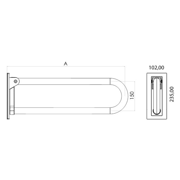 Stütz- und Klappgriffe mit Wandplatte aus rostfreiem Edelstahl 50–85 cm | für Waschbecken & WC