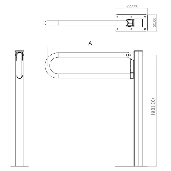 Klappgriffe mit Standsäule aus Stahl mit Pulverbeschichtung