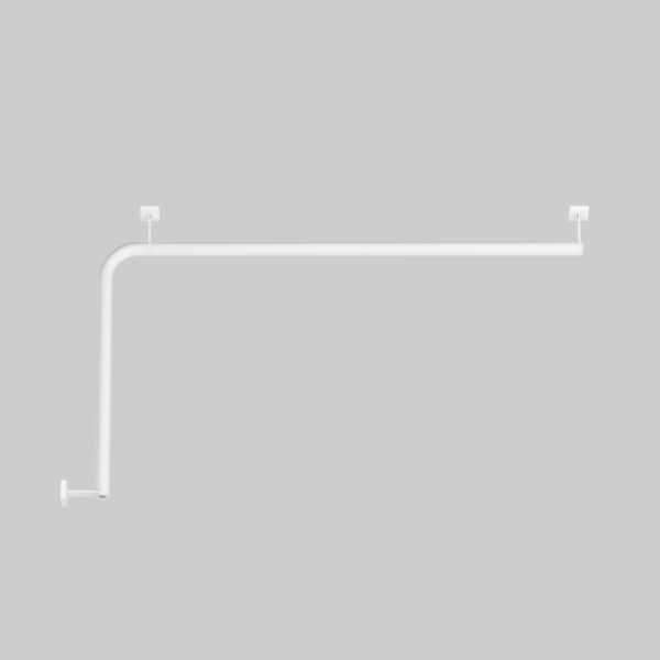 Weißer MODULAR Eckhandlauf Ø32 mm – ungleiche Schenkel