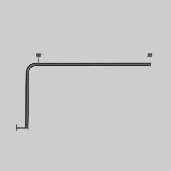 Schwarzer MODULAR Eckhandlauf Ø32 mm – ungleiche Schenkel