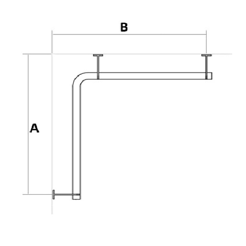 Winkelhandlauf Horizontal-Horizontal Einbaumaß A × B