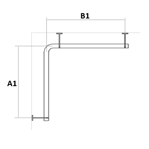 Winkelhandlauf Horizontal-Horizontal Konstruktionsmaß A1 × B1
