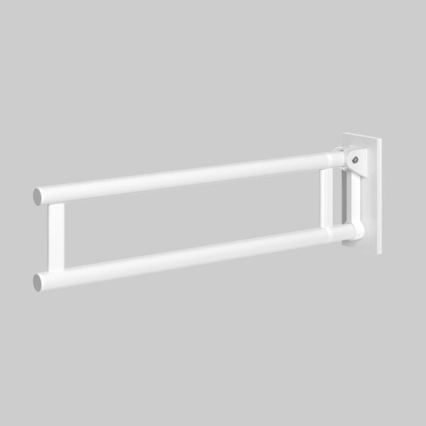 Weißer rechteckiger Stützklappgriff MODULAR Ø32 mm mit Abdeckrosette