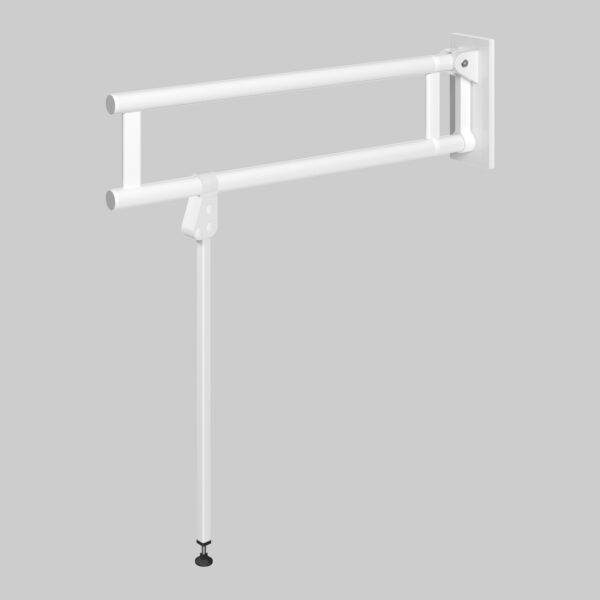 Weißer Stützklappgriff MODULAR mit Stützbein und Abdeckrosette Ø32 mm